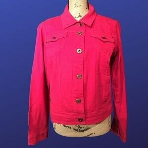 COUPE BLUE Trucker Jean Jacket, HOT PINK, Pre-owned, Size XL